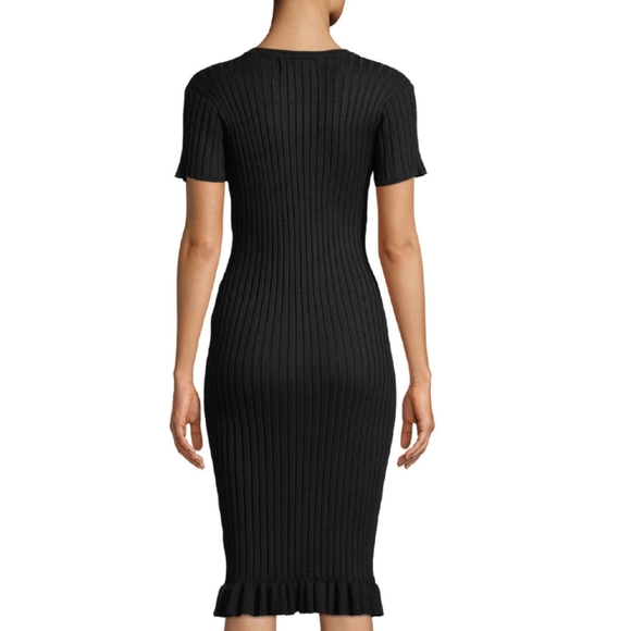 John + Jenn Judith Ribbed Ruffle Trim Dress, Red - Picture 5 of 8